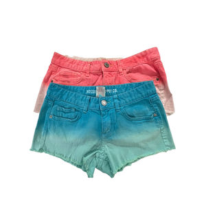 𝅺mossimo Supply Co. Ombre colored shorts Org/Blue set of 2 Raw hem Size 9